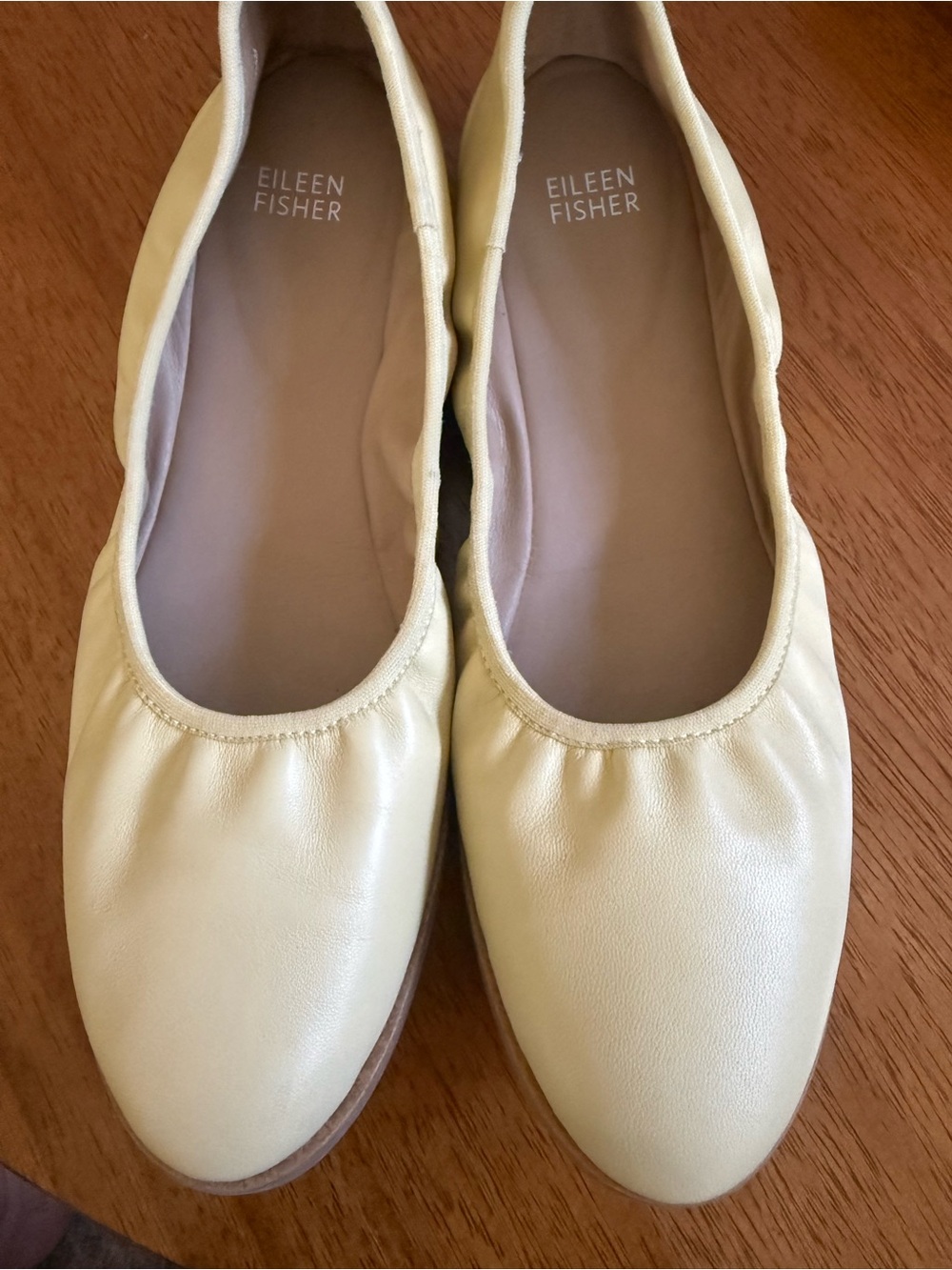 Eileen Fisher Pale Yellow Leather Ballet Flats